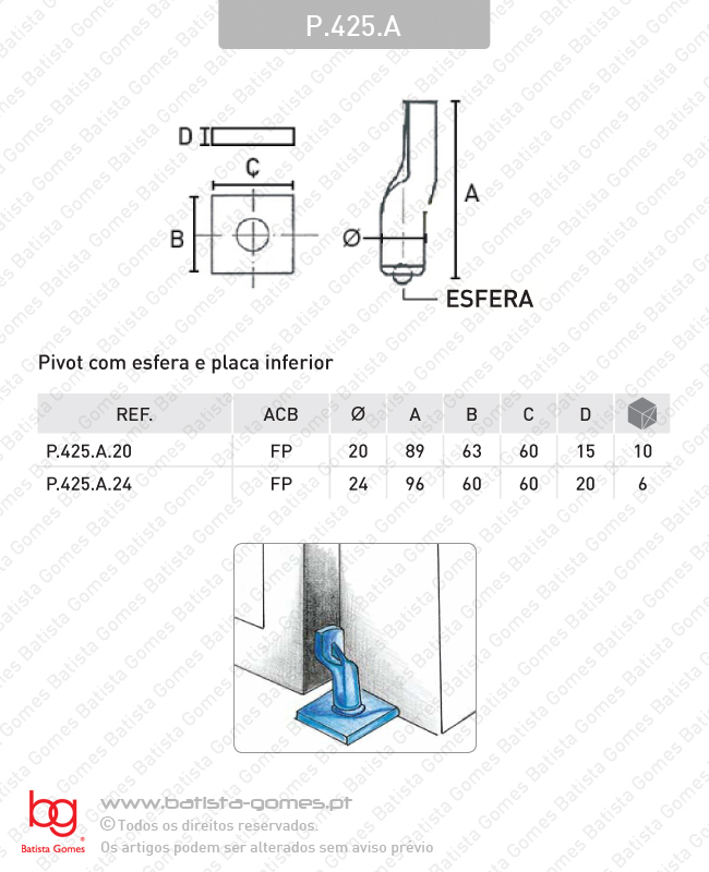 Pivot com esfera e placa inferior - A�O